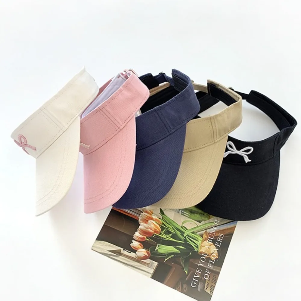 Sun Protection Sun Hat Portable Bow Embroidery Breathable Baseball Cap Empty Top Adjustable Sun-Proof Caps Ladies