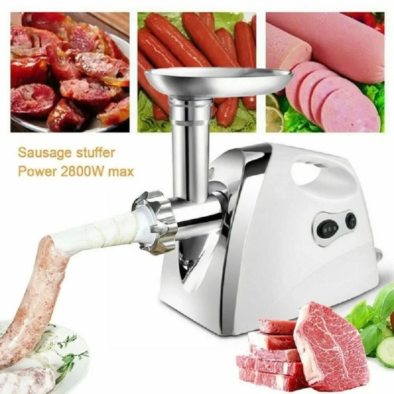 Stainless Steel 2800W Electric Meat Grinder Sausage Maker Stuffer Powerful Food Mincing Cutter Machine Household Kitchen Chopper