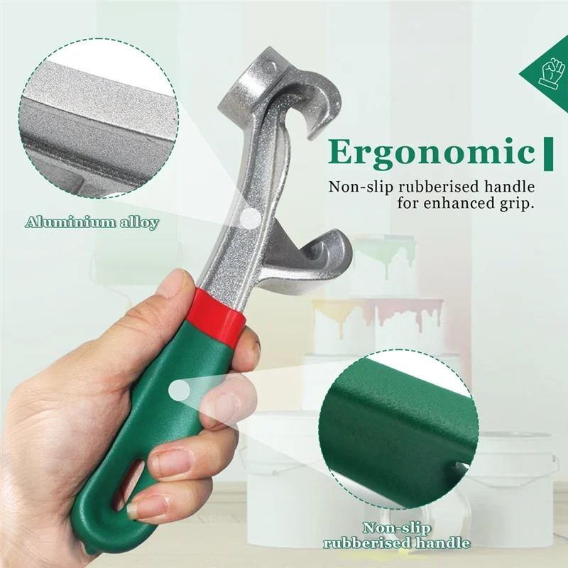 

A95I-Effortlessly Open Manual Bucket Opener Tool 5 Gallon-Heavy-Duty Aluminum Lid Pail Wrench Non-Slip Rubber Grip