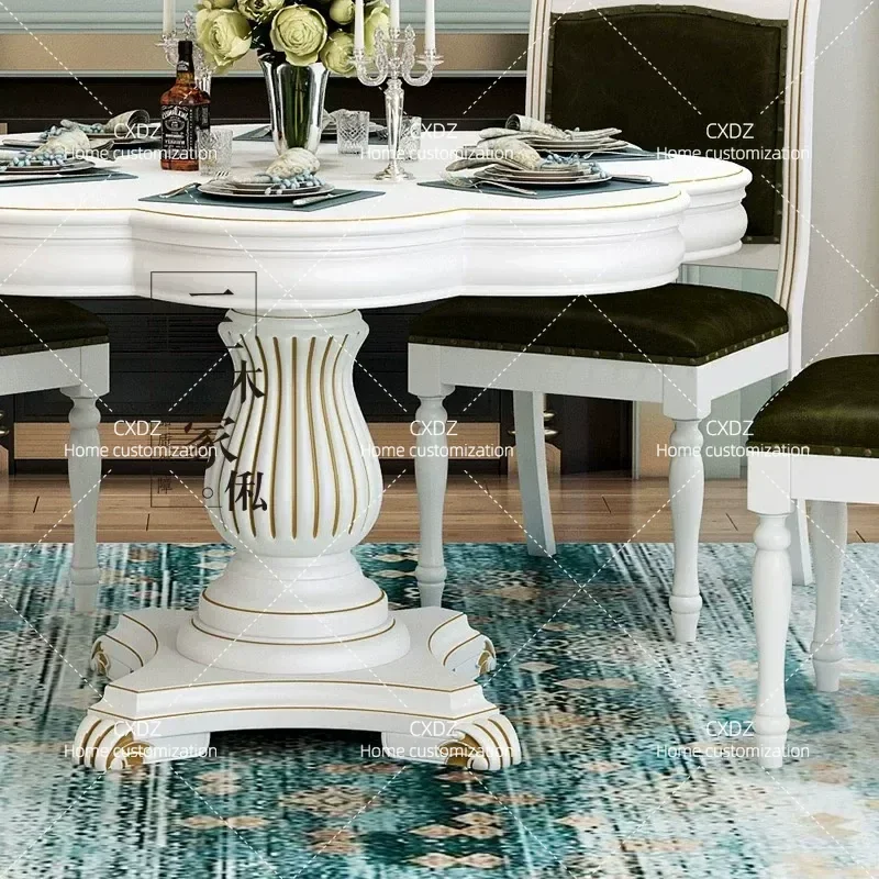 American Retro White Petal Dining Table for Villa Model Room Custom Furniture Factory Direct Sale Modern Home Decor