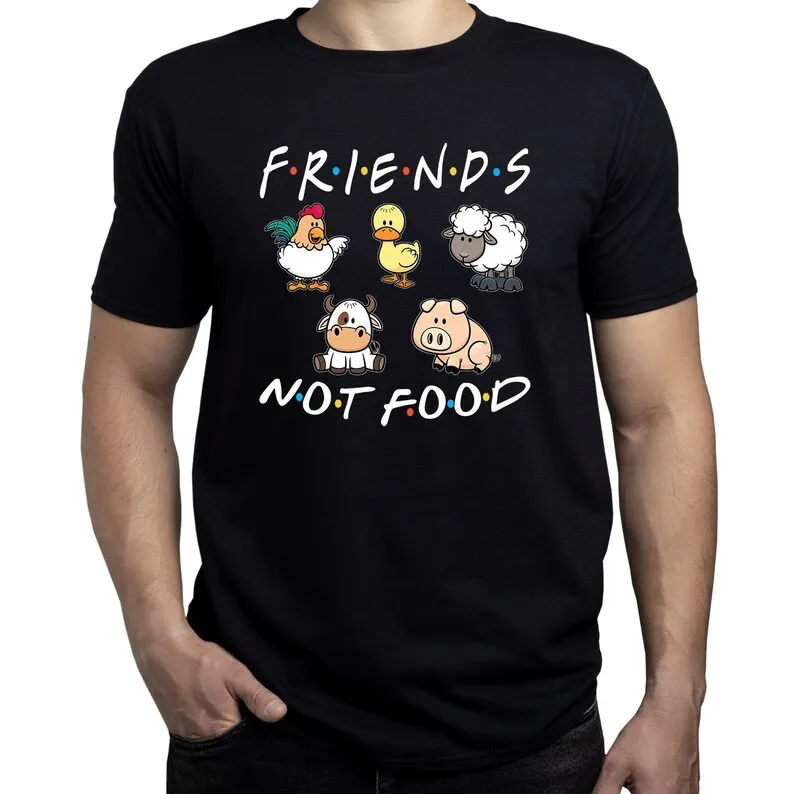 Camiseta "Friends Not Found" para amantes de los animales, camisa de moda, Camiseta de algodón Herbivore, camiseta con base de plantas