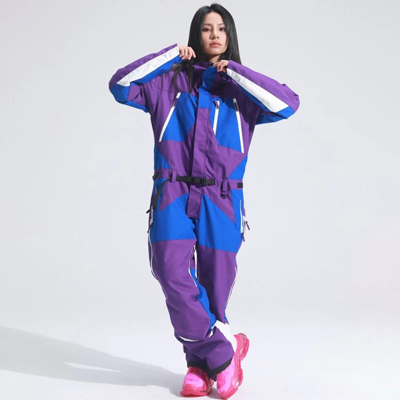 Winter Waterproof Hooded Women One Piece Snow Suit Outdoor Sport Man Ski Jumpsuit Mountain Motorcycle Snowboard Overalls Clothes
