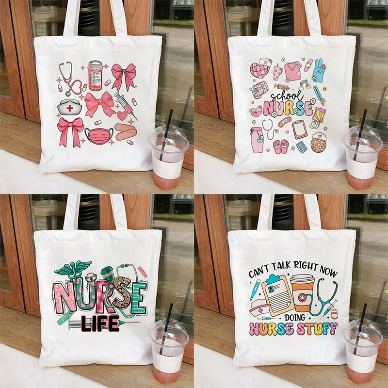 

Кокетка медсестры с бантиками и таким холщовой сумкой, косметичка, большая вместительная сумка для покупок, сумка через плечо, эко-сумки для девочек