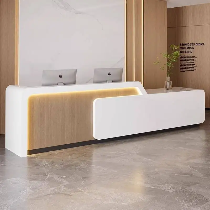 

Led Modern Luxury Reception Desks Logo Storage Design Front Reception Desks Cosmetic Shop Mostrador De Tienda Furniture Office