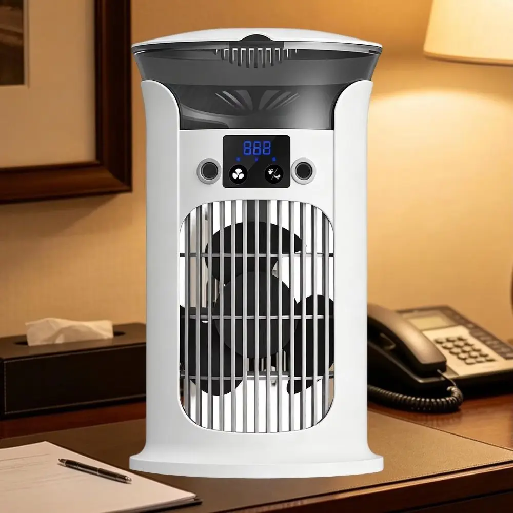 3 Speed Portable Air Cooler Silent Timer Low Noise Operation USB Fan Small Size Spray Humidification Air Conditioner Fan