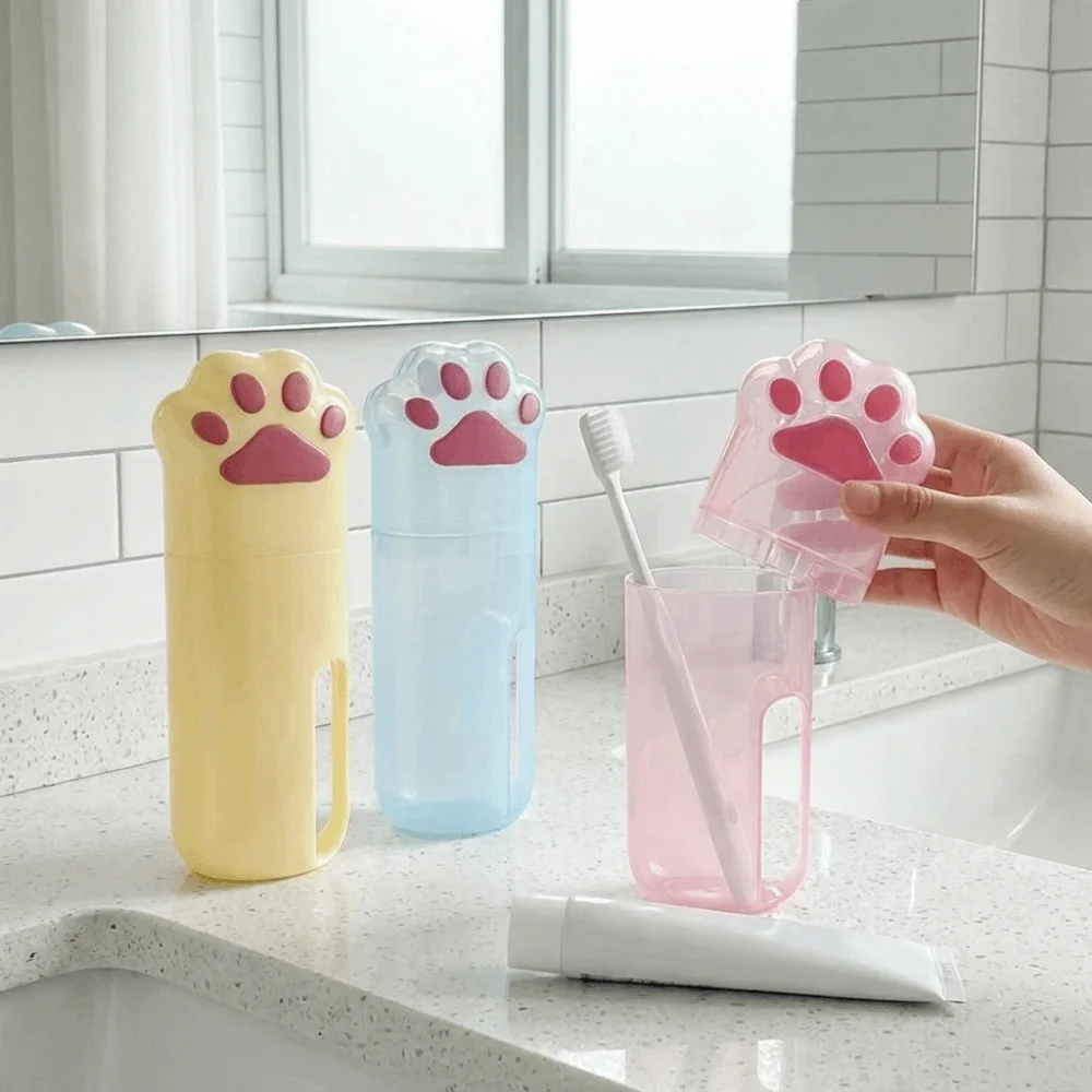 Durable Plastic Toothbrush Storage Box Cartoon Space Saving Portable Wash Cup Cute Toothpaste Storage Box Travel