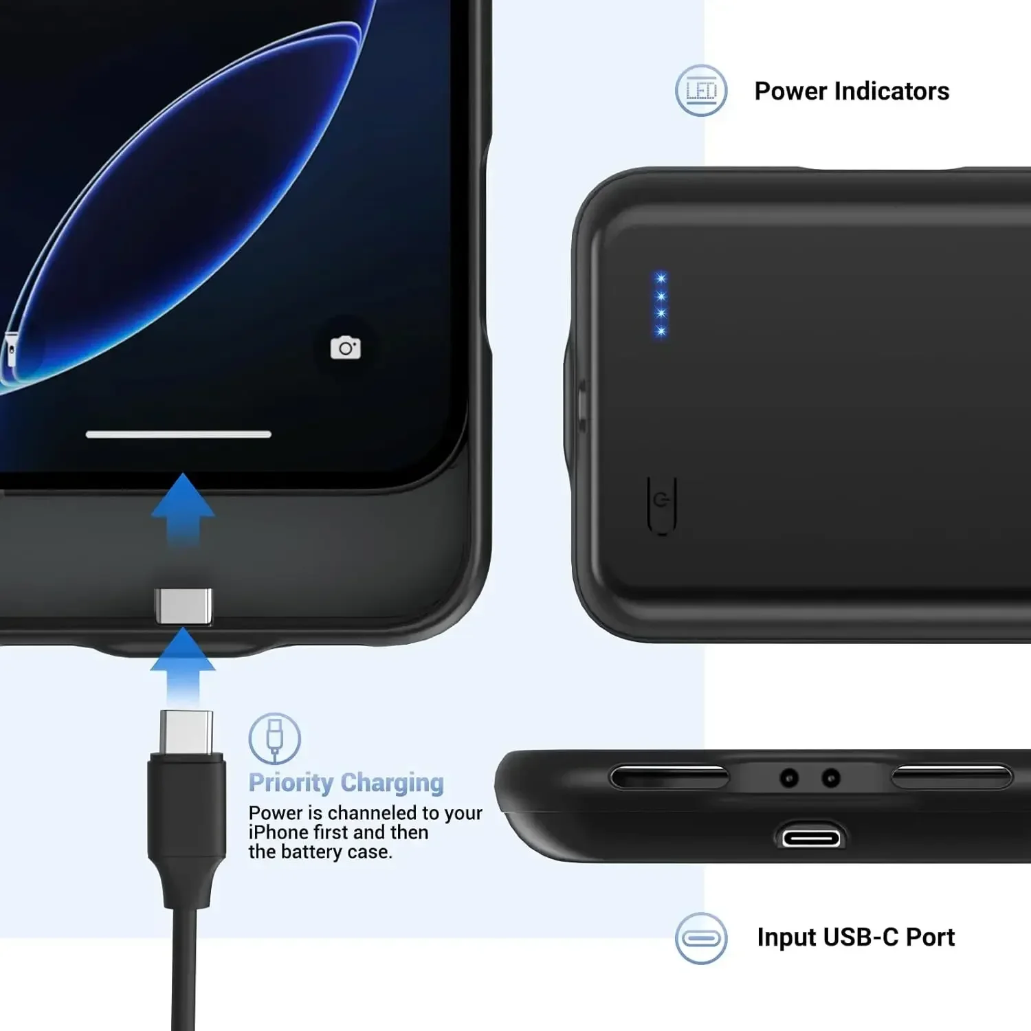 

Чехол-зарядное устройство емкостью 10000 мАч для IPhone 16 Pro Max 17 Air 16 Plus, чехол для аккумулятора Power Bank для IPhone 17 Pro Max