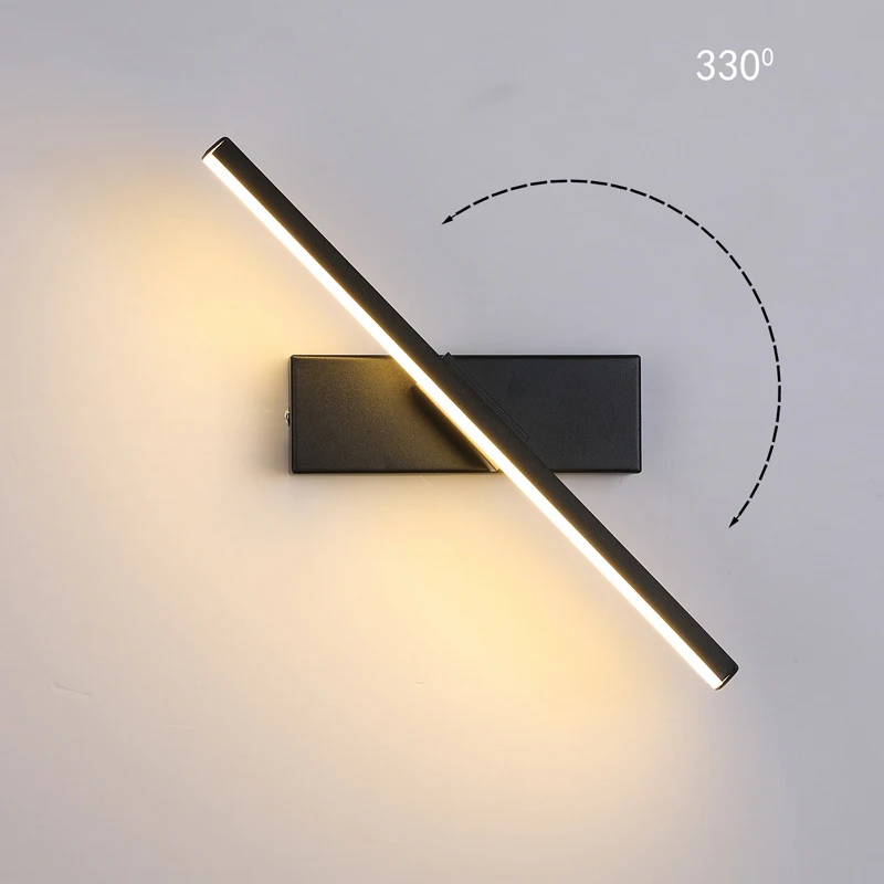 

LED Wall Light 330° Rotatable Adjustable Angle Lamp Minimalist Lines For Bedroom Corridor Living Room Indoor Lighting Fixtures
