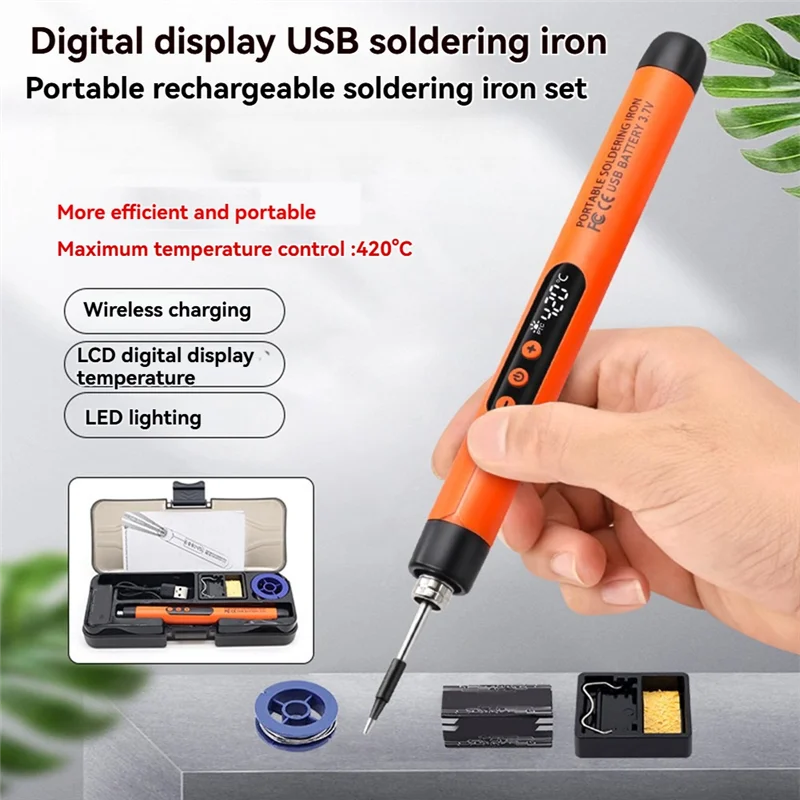 

A26F-Cordless USB Digital Soldering Iron Adjustable Temperature 300-450℃ Type-C Intelligent Solder Welding Iron Tool