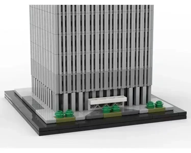 MOC-escena de arquitectura Global, centro comercial mundial, escala 1:800 (torre norte), miniatura de bloques de construcción, juego de mosaico, juguete DIY, regalo para niños