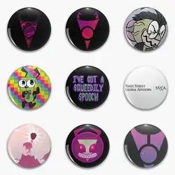 Florpus Invader Zim Irken Logo Zib Dancing Gir Oww My Squeedily Soft Button Pin Customizable Jewelry Funny Cartoon Gift Metal