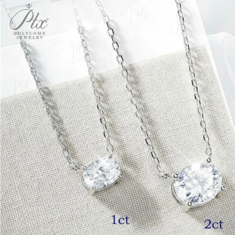 قلادة بيضاوية الشكل من الفضة الإسترليني عيار 925 2CT/3CT VVS1 مويسانيتي رائعة للنساء حصريًا مناسبة كهدية للذكرى السنوية #2