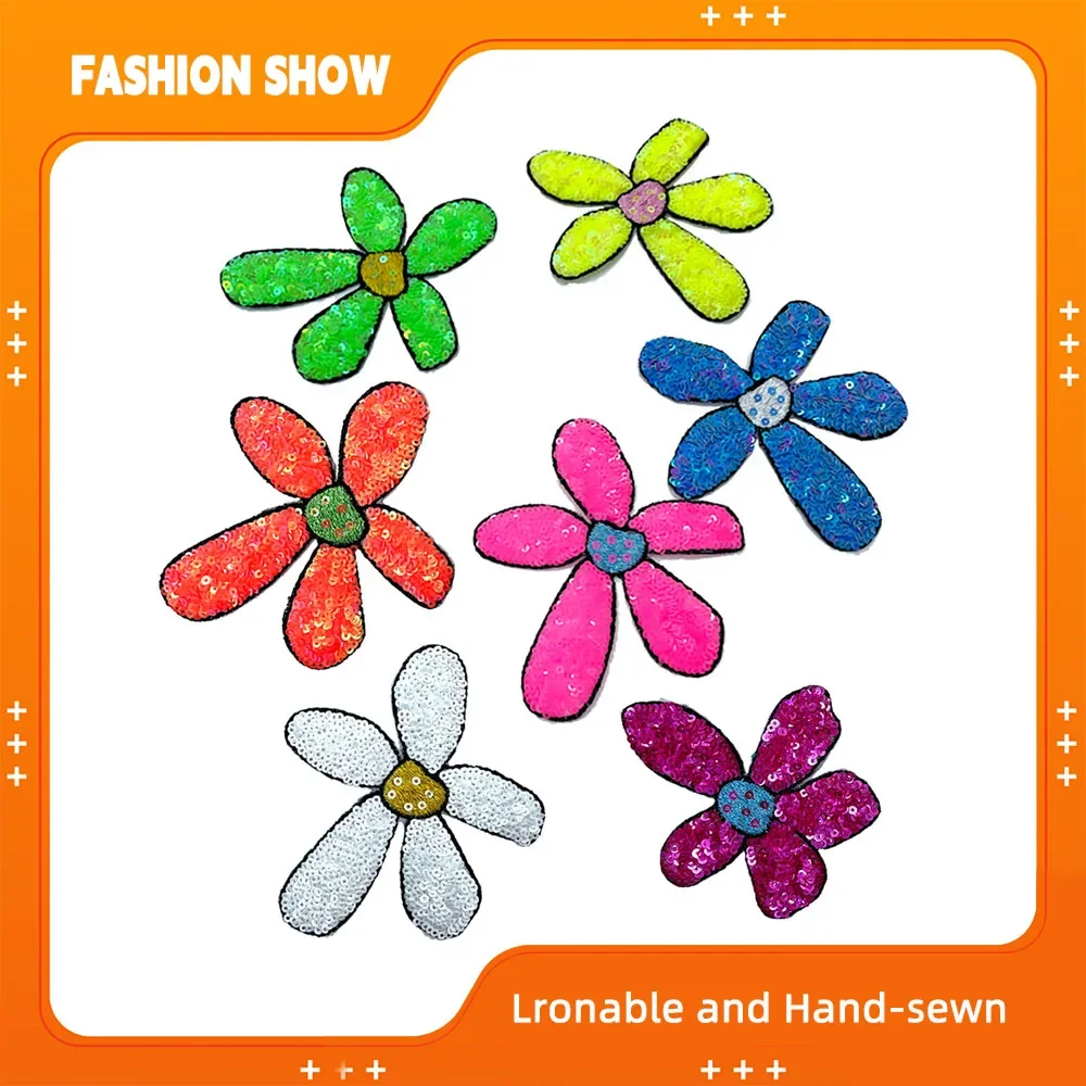 

1 Piece Iron On Fashion New Sweet Small Size Colourful Flowers Bead DIY Clothes Bags Decorative Stickers Sequins Subsidies Patch