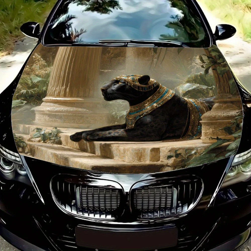 

Black Panther in Ancient Egyptian Setting Car Vinyl Wraps - Suitable For Most Engine Hood,Bubble-free Design,Waterproof,Cleanabl