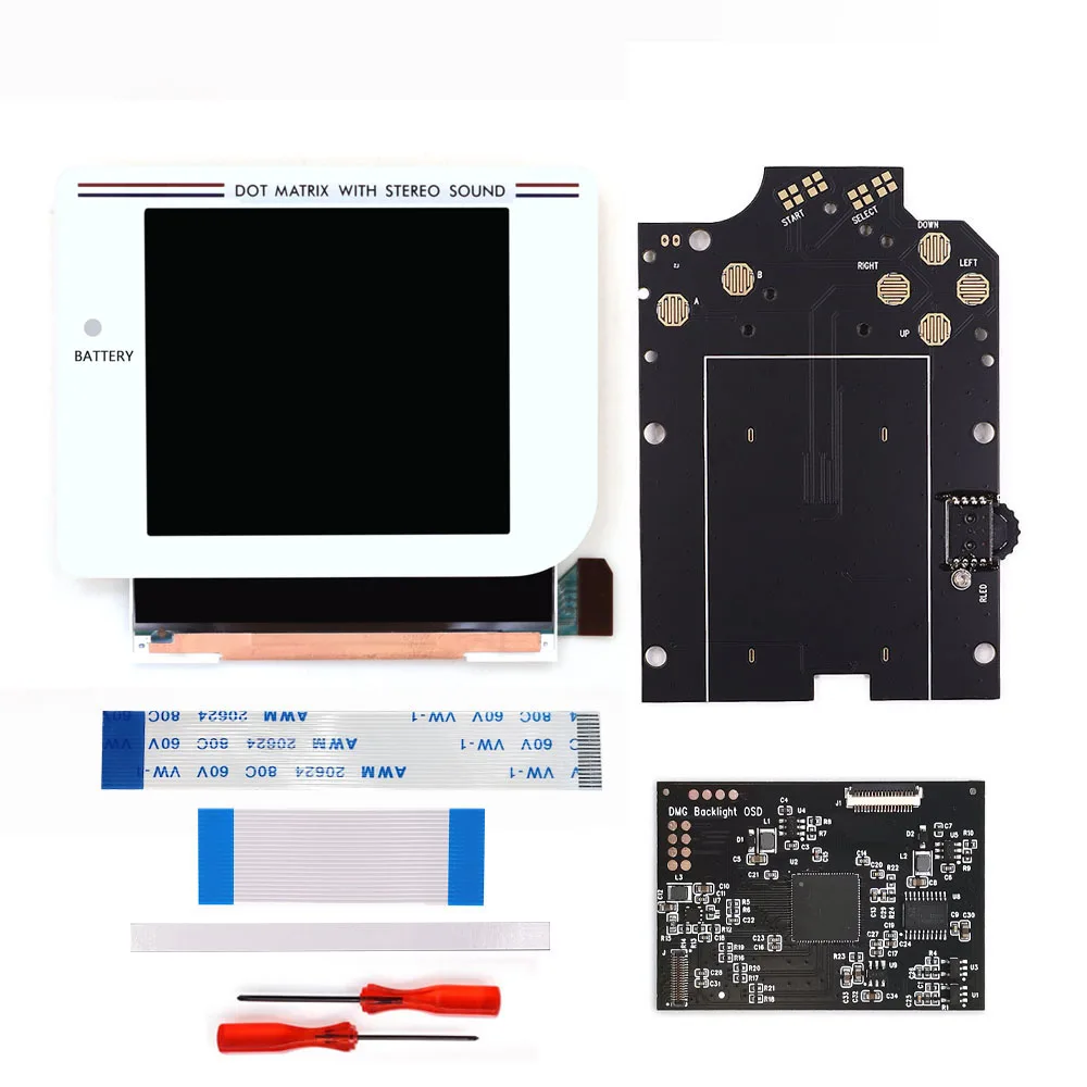 Biały Ekran LCD 3.1 cala GB DMG Q5 Laminowany Podświetlany Zestaw OSD RETRO PIXEL do Konsoli GameBoy Classic Ekran GBO IPS FRM