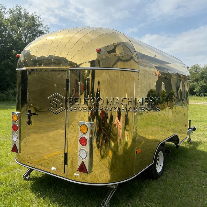 Belyoo Food Truck Mobile Kitchen Concession Cart for Pizza Ice Cream Hot Dog Burger Fast Food Trailer Outdoor Mobile Bar