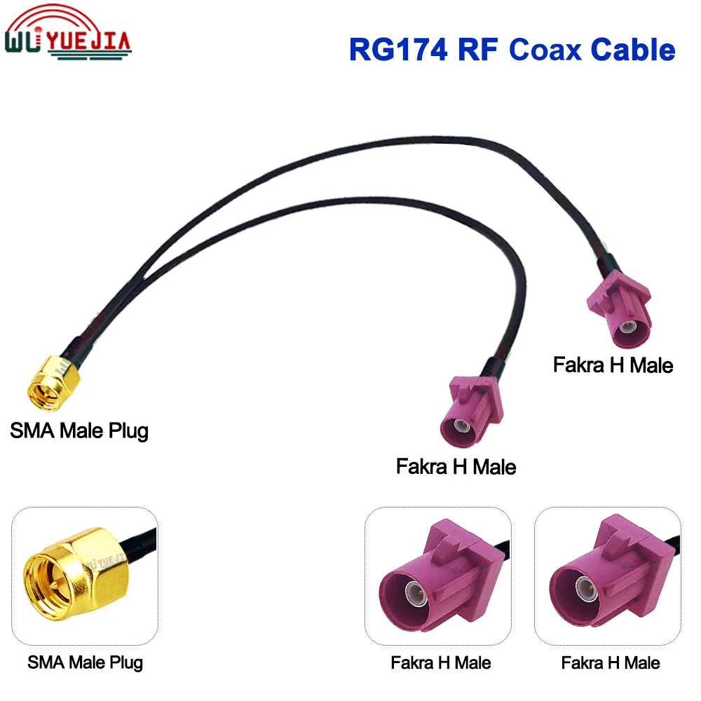 RG-174 Cable SMA Male Plug to Fakra H Male Plug And Fakra H Female Jack RF Coaxial Cable WIFI Antenna Extension Jumper Pigtail