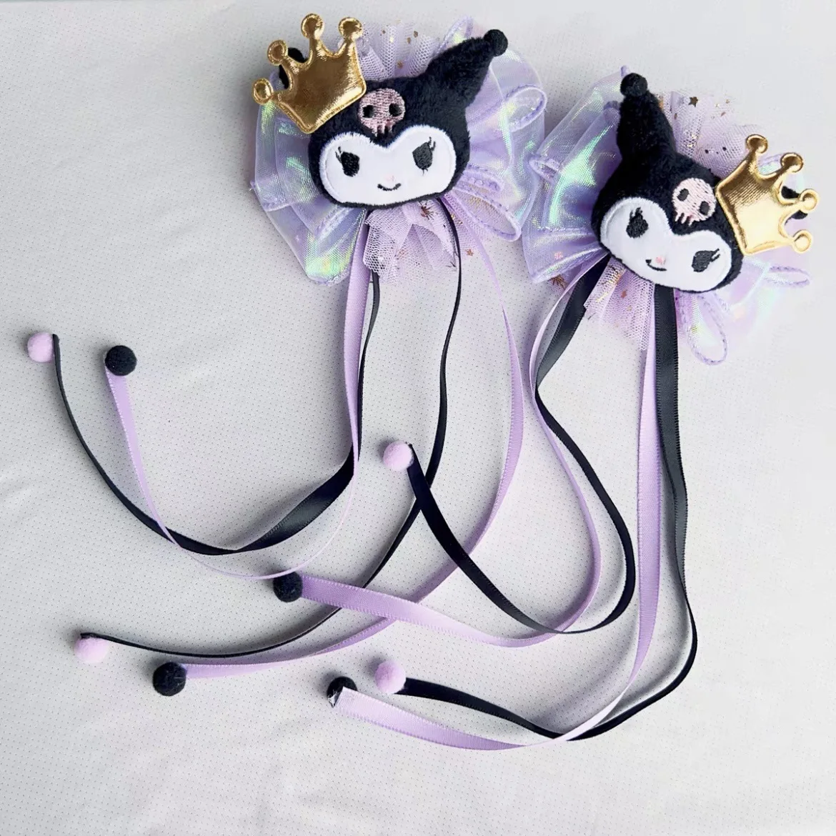 New Sanrio Anime Headband Kuromi Cute Anime Cartoon Lolita Plushie Hair Accessories Halloween Kids Doll Girl Gift Bow Hair Clip