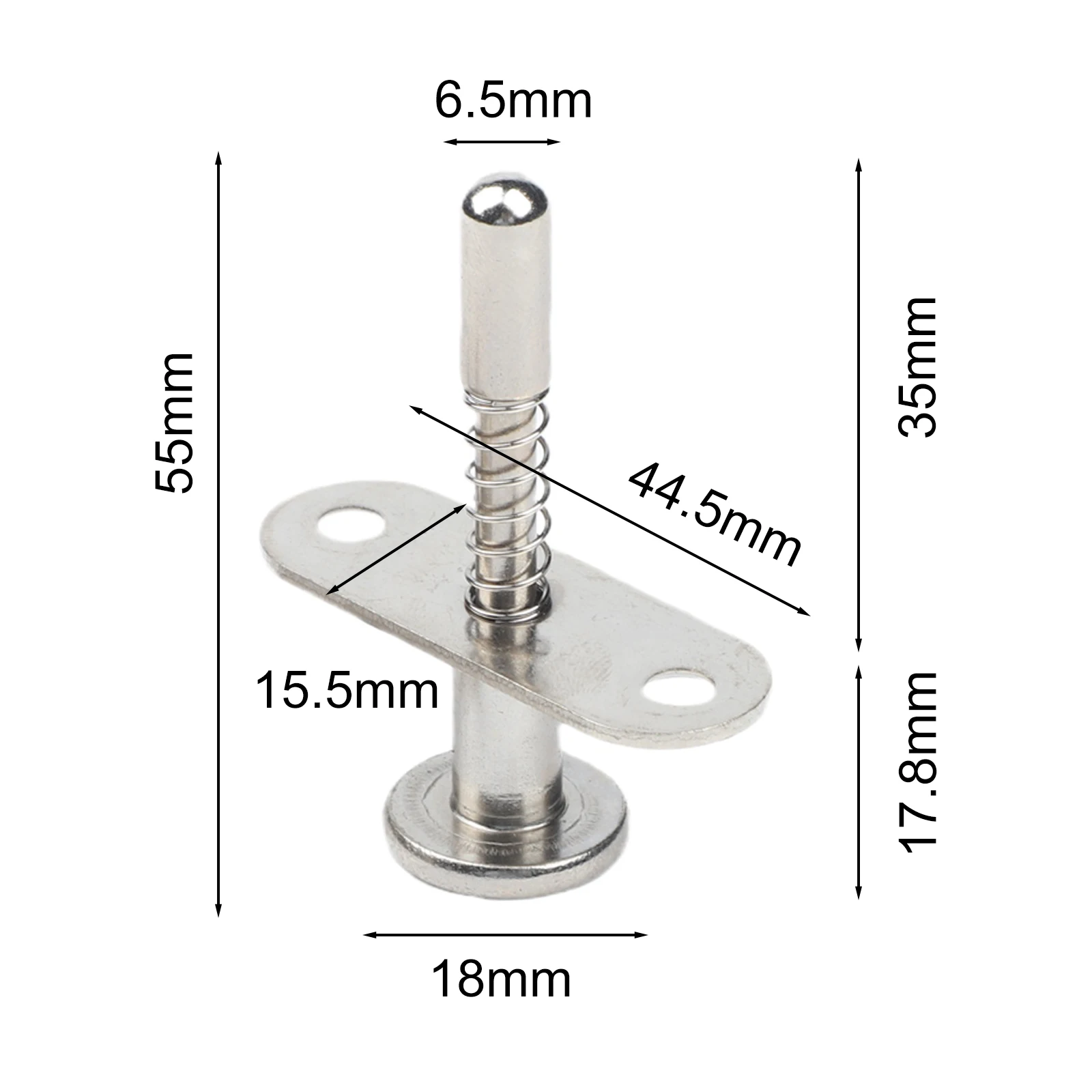 2 Pieces Springloaded Plunger Latches with Iron Head for Cabinet and Furniture Applications Size Range 50/55/60/65/70/85mm