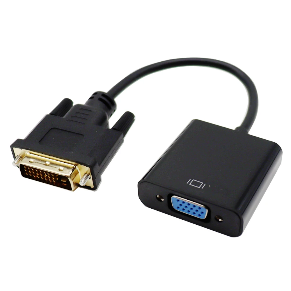 Nku DVI na VGA Adapter DVI-D 24+1 25-pinowy męski na VGA 15-pinowy żeński konwerter Full HD 1080P Kabel wideo do PS3 PC Monitor komputerowy