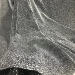 Thin Knitted Elastic Glitter Fabric By Meter for Stage Clothes Dresses Sewing Silver Thread Plain Breathable Textile Soft Smooth