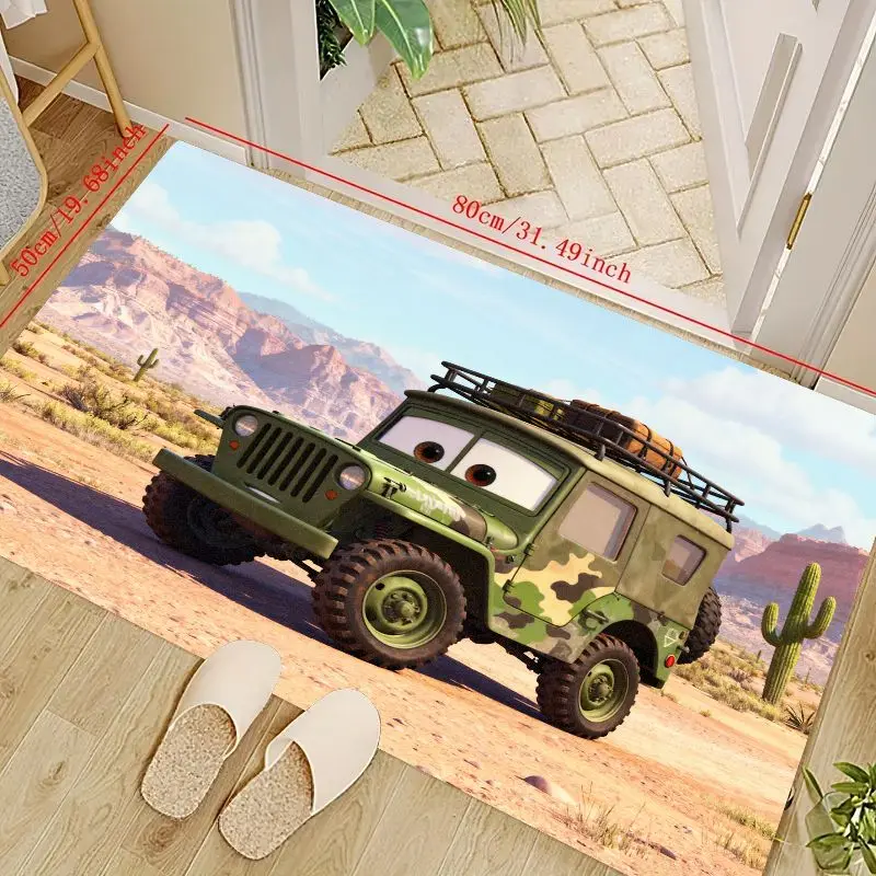 

1 шт., напольный коврик в стиле милитари джипа с героями мультфильмов, зеленый камуфляжный коврик с тематикой пустыни, нескользящий моющийся коврик для декора детской комнаты,