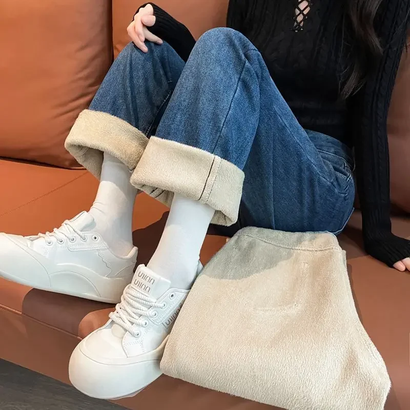 

Womens Jeans Y2k Jeans Autumn Winter New Retro Light Wash Straight Leg Loose Fit High Waist Wide Leg Floor Length Trousers