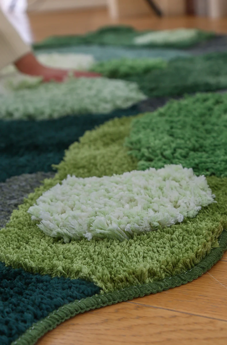 Natural Retro Forest Green Rugs For Bedroom Home Living Room Carpet Decorative Tufted Sofa Table Floor Mat Kids Room Tatami