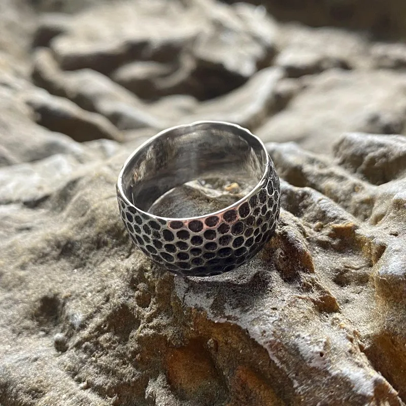 Nordic Vintage Cracking Circle Stainless Steel Point Unisex Ring Punk Party Gift For Mens Simple Rings Jewelry Wholesale Fashion