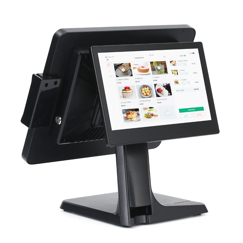 NEW ARRIVAL Electronic Cash Register Dual Screen 10 Points Capacitive Touch Screen All in One POS System