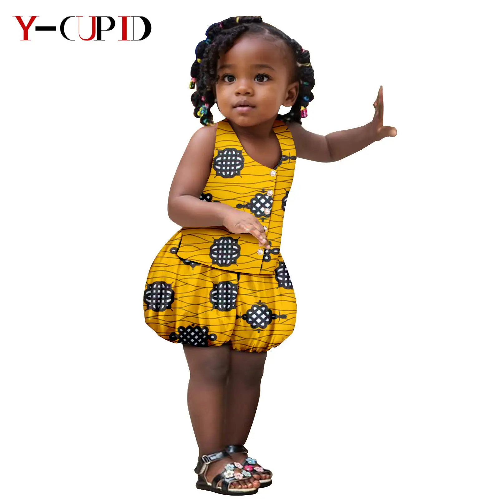 Dashiki Baby Mädchen Tank Top und Bud Shorts Hosen Sets afrikanischen Stil Kleidung Kinder Outfits Mode Ankara Kid Outwear 2446056