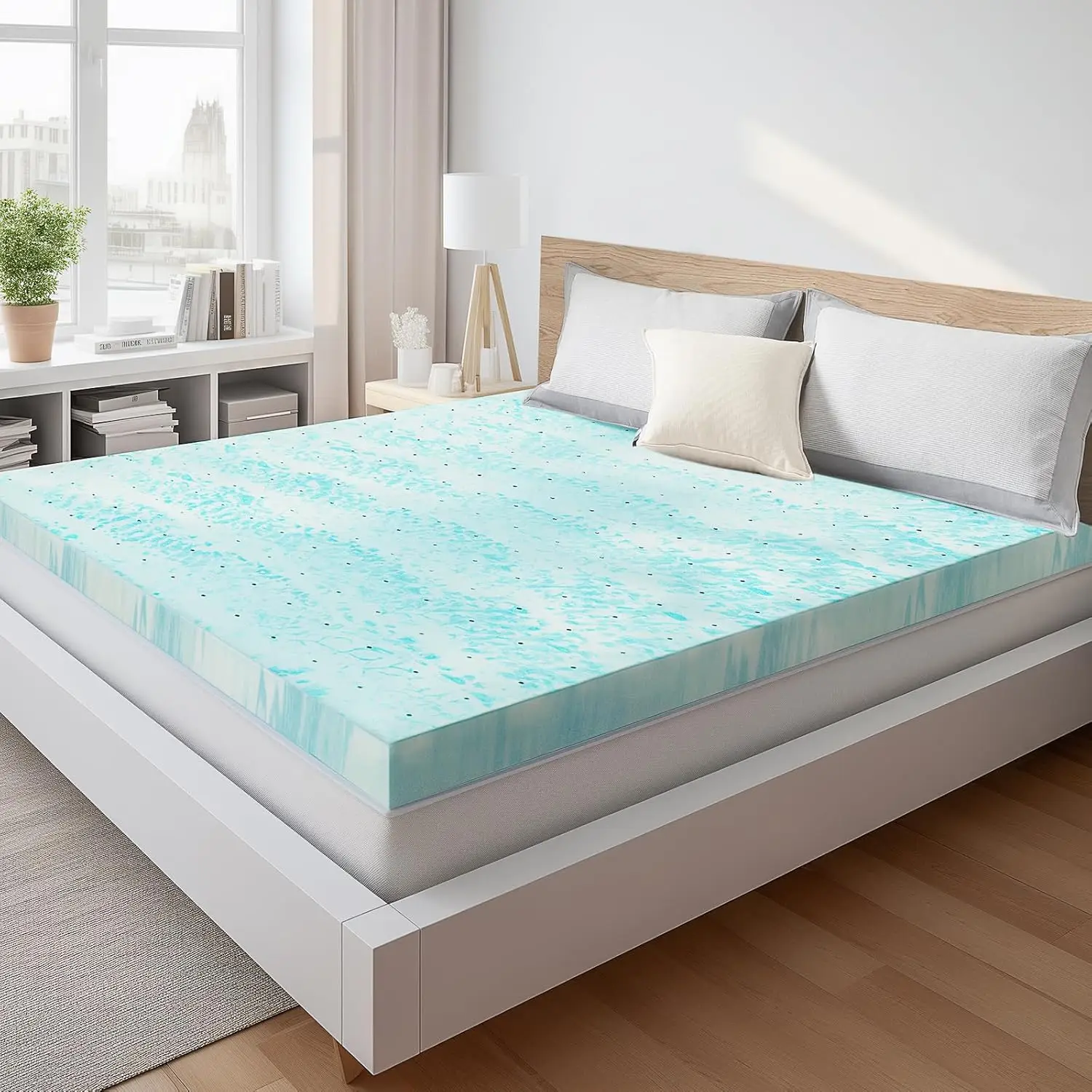 

4 Inch Cooling Gel Memory Foam Mattress Topper King Size, CertiPUR-US Certified, Breathable for Bed, Sofa, RV