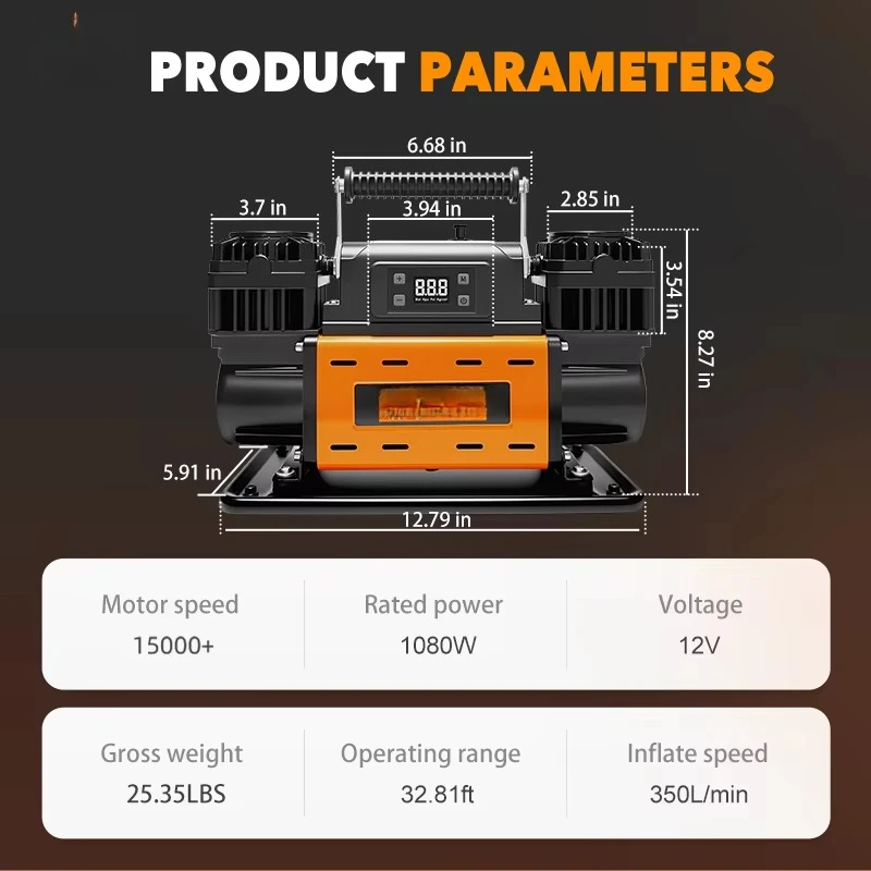 HOT Suv 4x4 Vehicle Max 150psi Truck Tires Heavy Duty 12v Portable Inflator Offroad Air Compressor Automatic Digital Tire Inflat