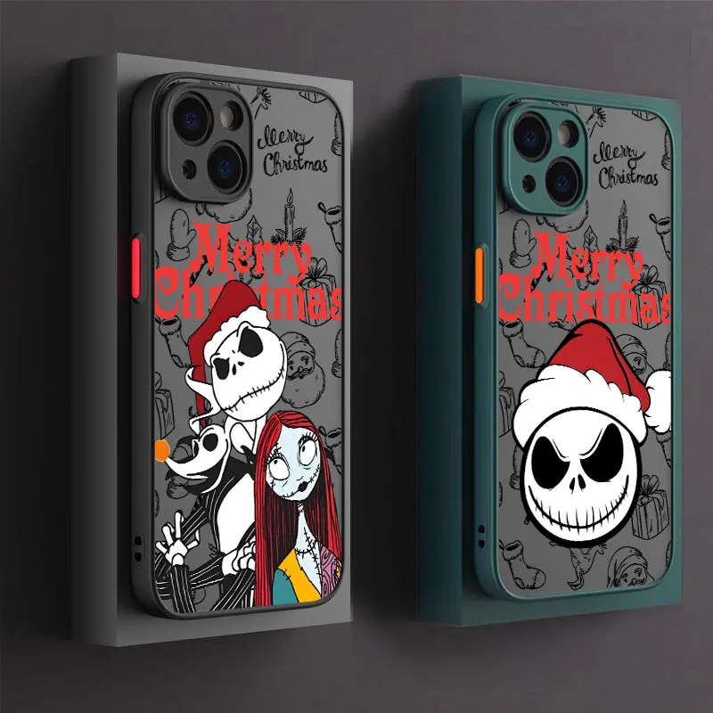 

Phone Case For iPhone 14 15 16 17 Pro Christmas Jack Sally Skellington Cover For iPhone 17 Air 11 13 Pro Max 12 16e 16Plus Funda