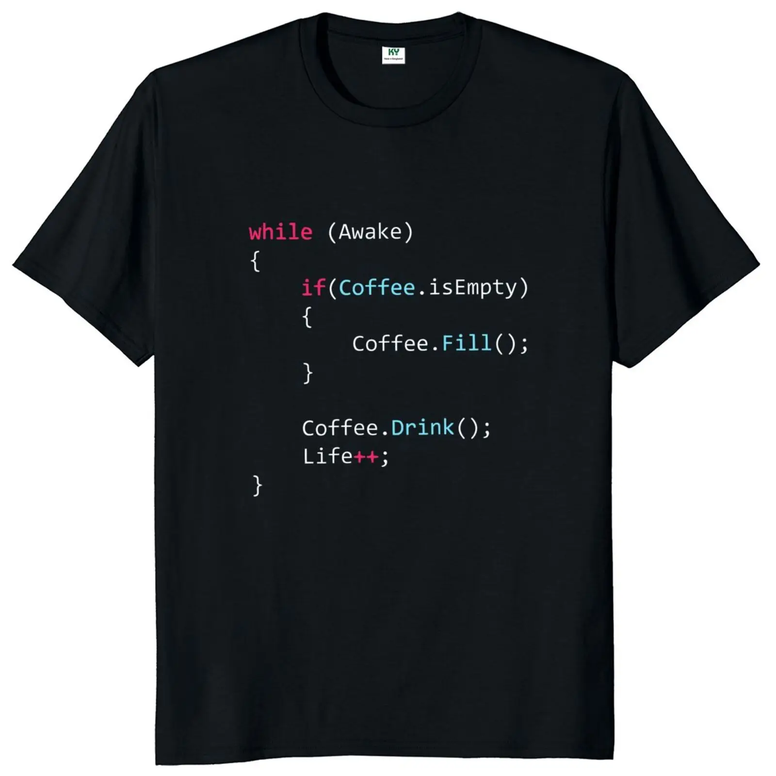 Javascript Coffee T Shirt Funny Programming Computer Coding Geek Gift Tops O-neck 100% Cotton Unisex Casual T-shirt EU Size