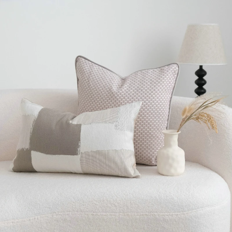 Beige Grey Wabi-sabi Cushion Cover Simplicity Home Pillow Case Geometric Texture Pillow Cover Decorative for Sofa Home Decor