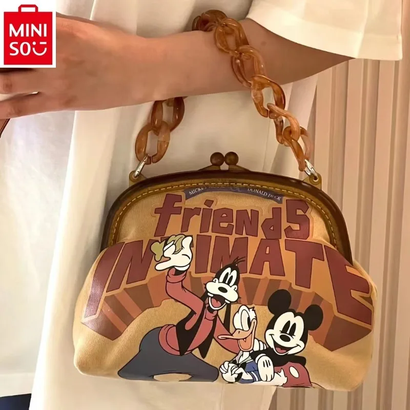 

MINISO Disney Cartoon Mickey High Quality Handbag for Women, Versatile, Cute, Sweet, Fresh, Zero Wallet