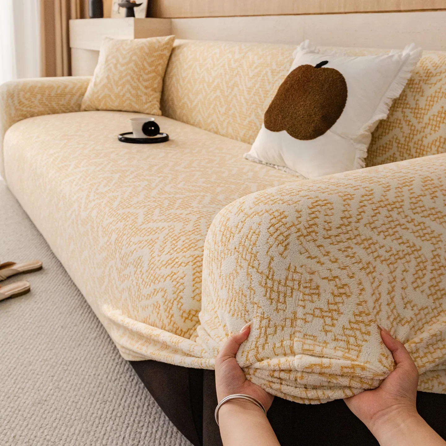 Thick Jacquard Sofa Cover for Living Room, Elastic Sofa Cover, L-Shaped Corner, 1, 2, 3, 4 Seater