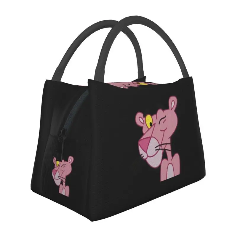 

Leopard Head Cartoon Pink Panther Insulated Lunch Bags for School Office Leakproof Thermal Cooler Lunch Box Women