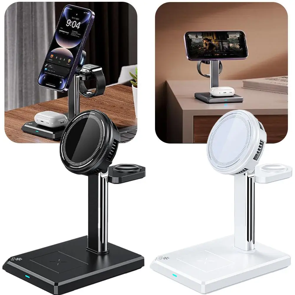 

NEW Cooling Fan 3 In 1 Magnetic Wireless Charger Stand for Magsafe iPhone 16 15 14 13 12 Pro Max Mini Fast Charging Station B0V9