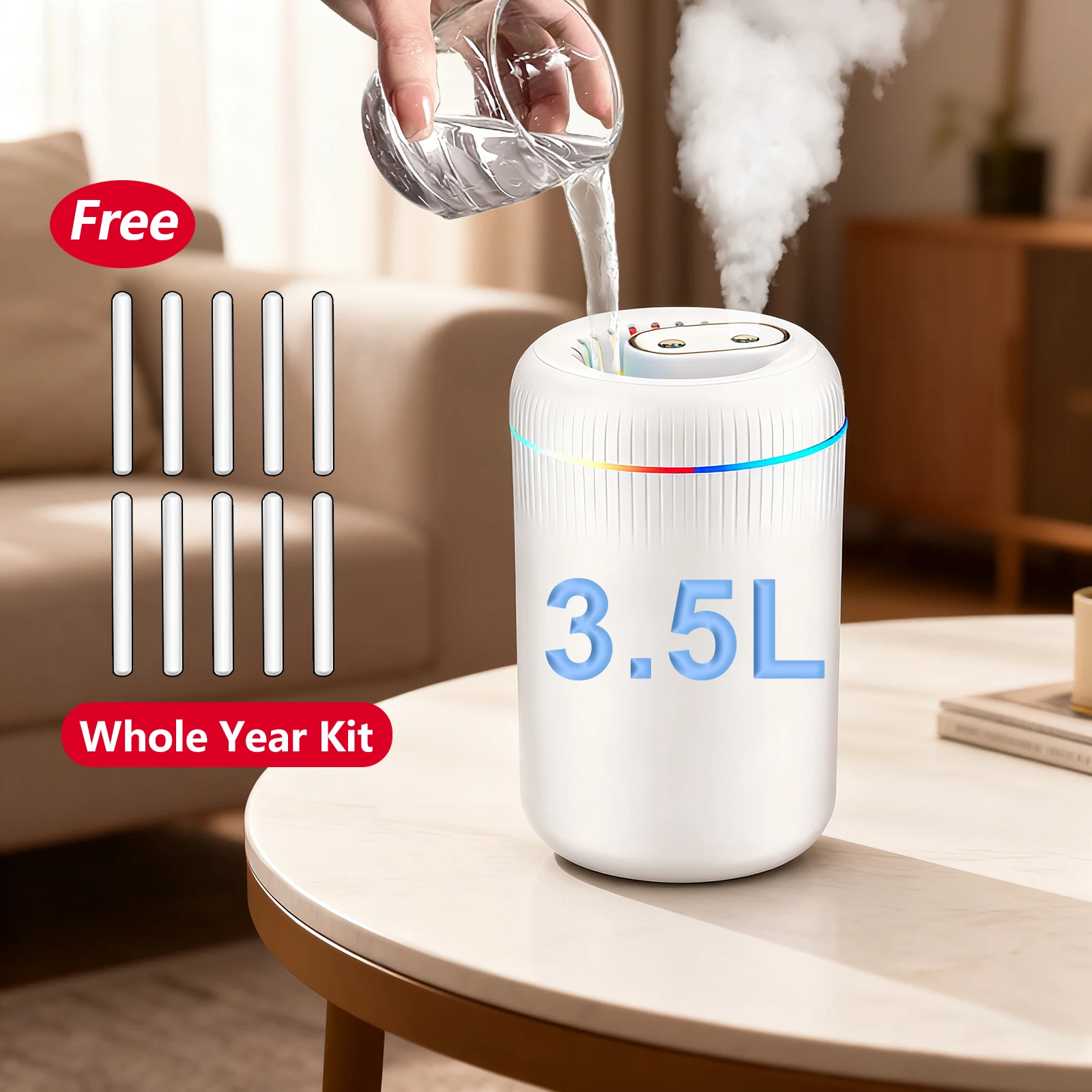 

3,5 л большой настольный увлажнитель воздуха USB двойной туманообразователь RGB свет бытовой бесшумный увлажняющий идея рождественского подарка