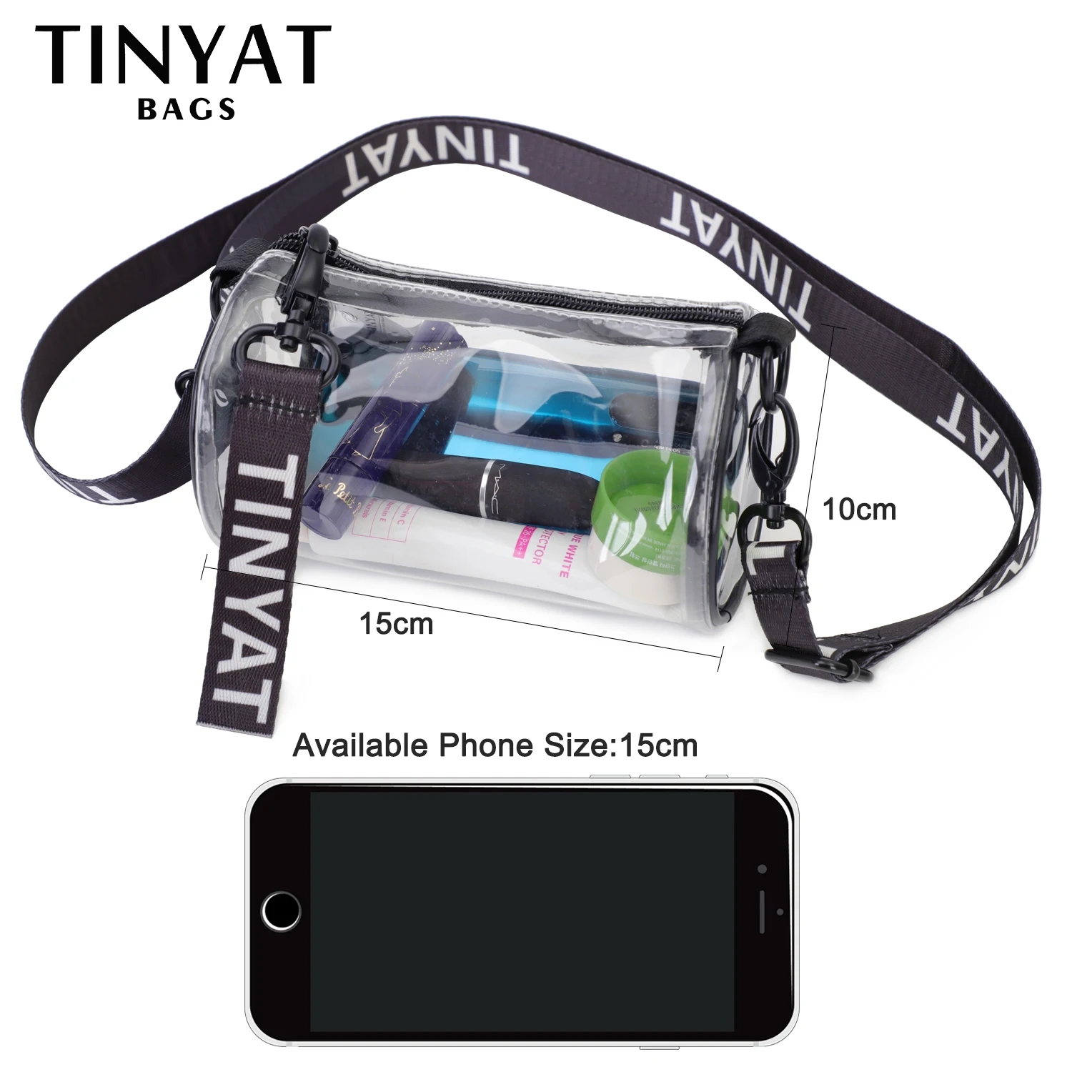 TINYAT Mini Transparent Women Shoulder Bags Waterproof PVC Clear Messenger Bags Girl Jelly Crossbody Bag Travel Female Sling Bag