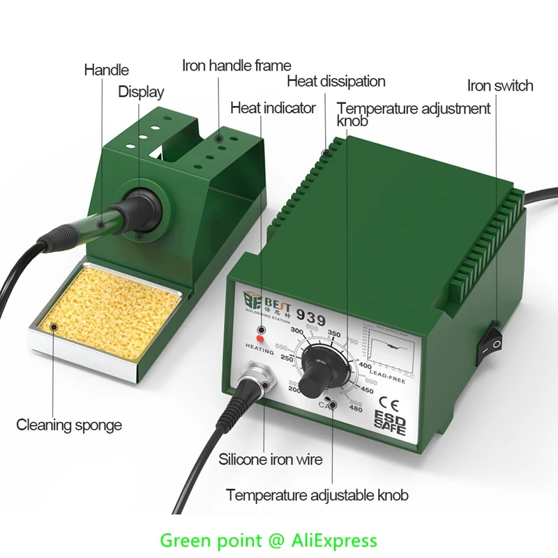 24V 60W BST-939 bezołowiowa stacja lutownicza regulowana temperatura spawanie lutownica ogrzewanie mobilna naprawa stacja lutownicza