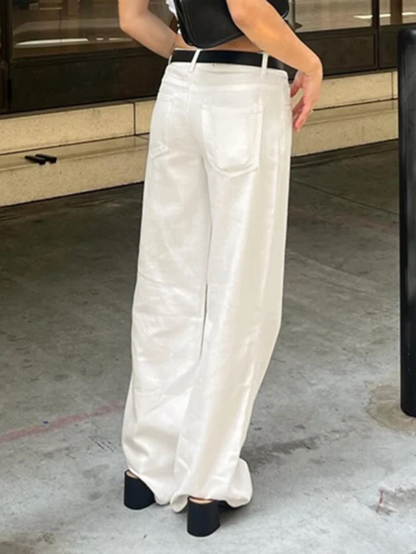 Cleanfit Casual jeans met lage taille en rechte pijpen Witte veelzijdige broek met wijde pijpen Romore High Street American Sle damesjeans
