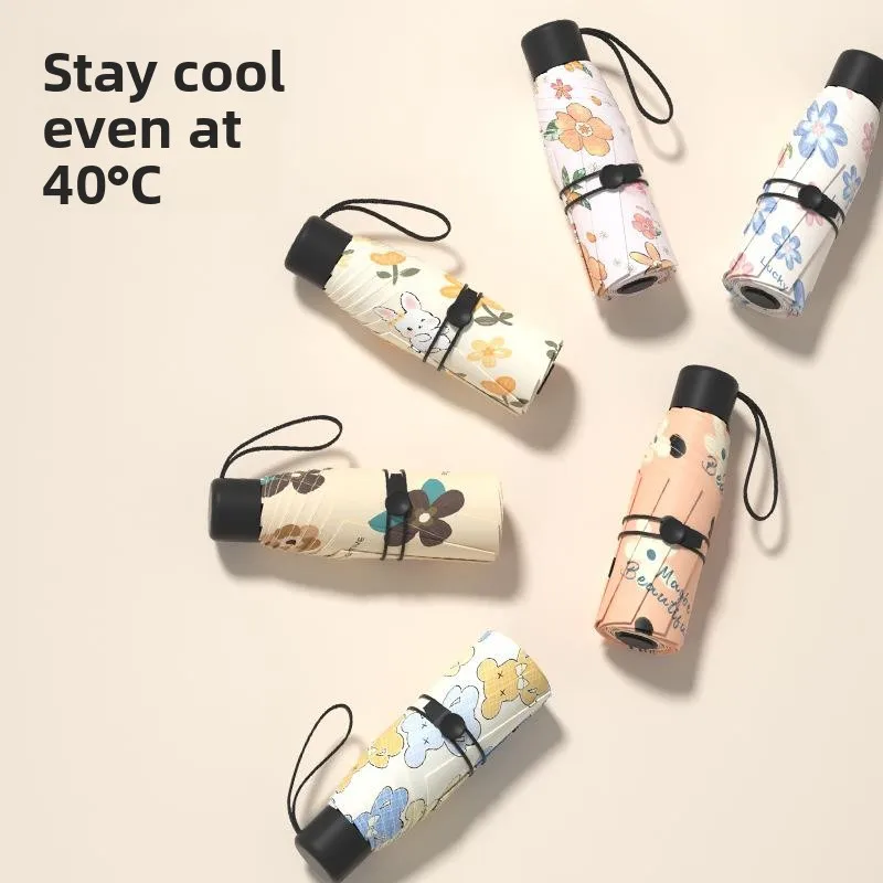 

Ultra-Light Sun Umbrella Women's Bla Glue UV Protection Logo Printing Rain And Sun Dual-Purpose Umbrella Home Daily Use