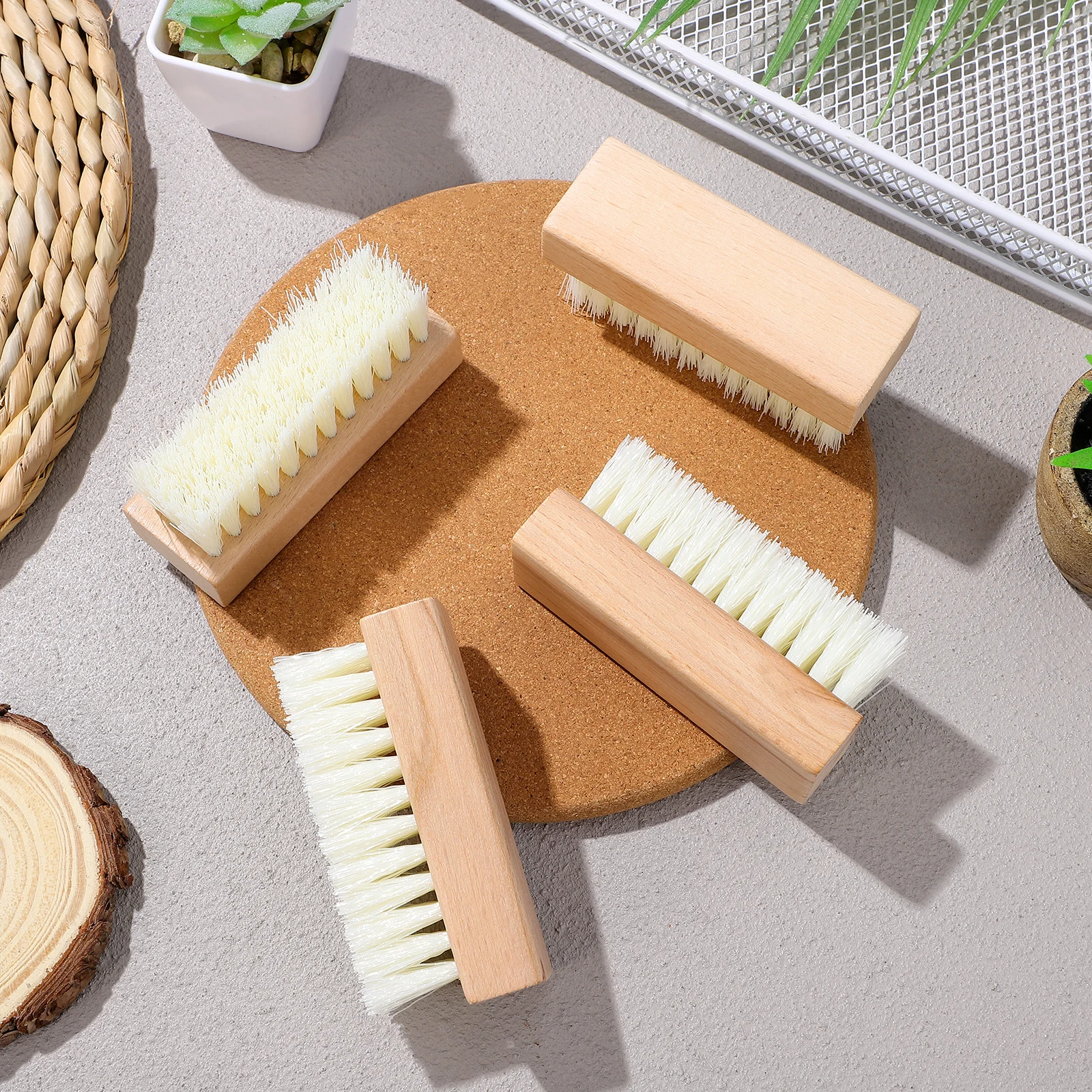 

Shoe Cleaner Brush Wooden Handle Plastic Stiff Bristles Mud Dirt Removal Palm Size Compact Boots Sneakers Cleaning Tools Home
