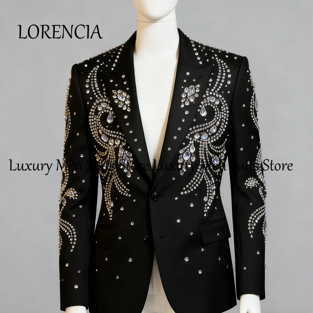 

Великолепные костюмы с кристаллами для мужчин, блестящие смокинги с бриллиантами, свадебные наряды для жениха, 2022, пиджак по индивидуальному заказу, брюки, traje hombre Moderno