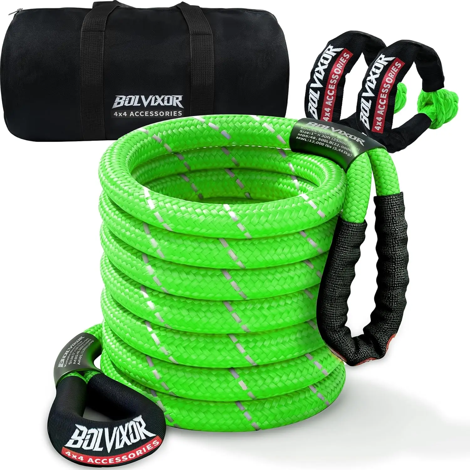 

Сверхмощный кинетический буксирный трос длиной 1 x 30 футов, прочность 4800 фунтов, эластичность 30 %+, светоотражающий зеленый цвет для грузовика/джипа/внедорожника/квадроцикла