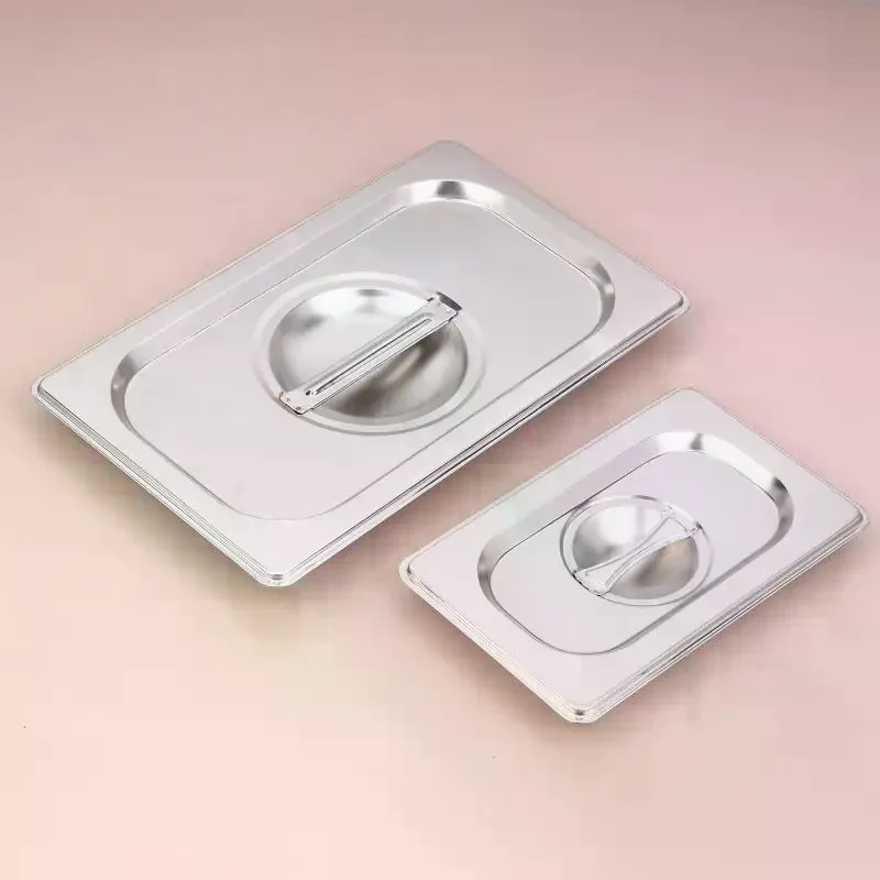 Stainless Steel 1/9 1/6 1/4 1/3 1/2 1/1 Food Pan Lid Steam Table Pan Covers Notched Lids With Handle Lock Heat