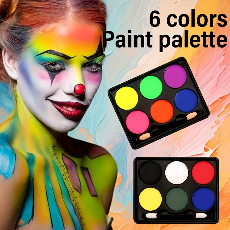 6-Color Fluorescent Oil Based Face Paint Set,Vibrant Neon Colors for Carnival,Halloween,Costume Parties & Creative Events